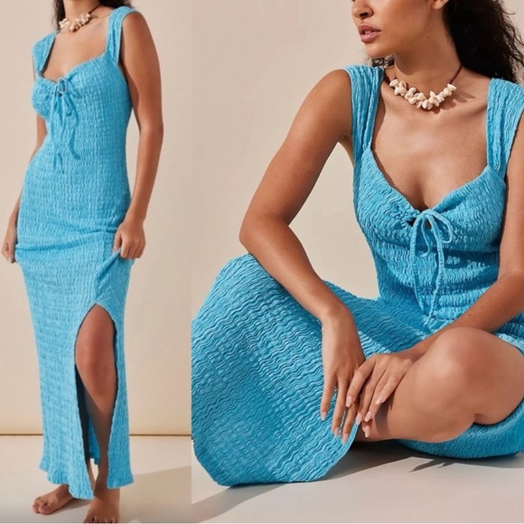 Free People Dresses & Skirts - NWOT Free People Eleni Beach Bodycon Maxi Dress In Blue
